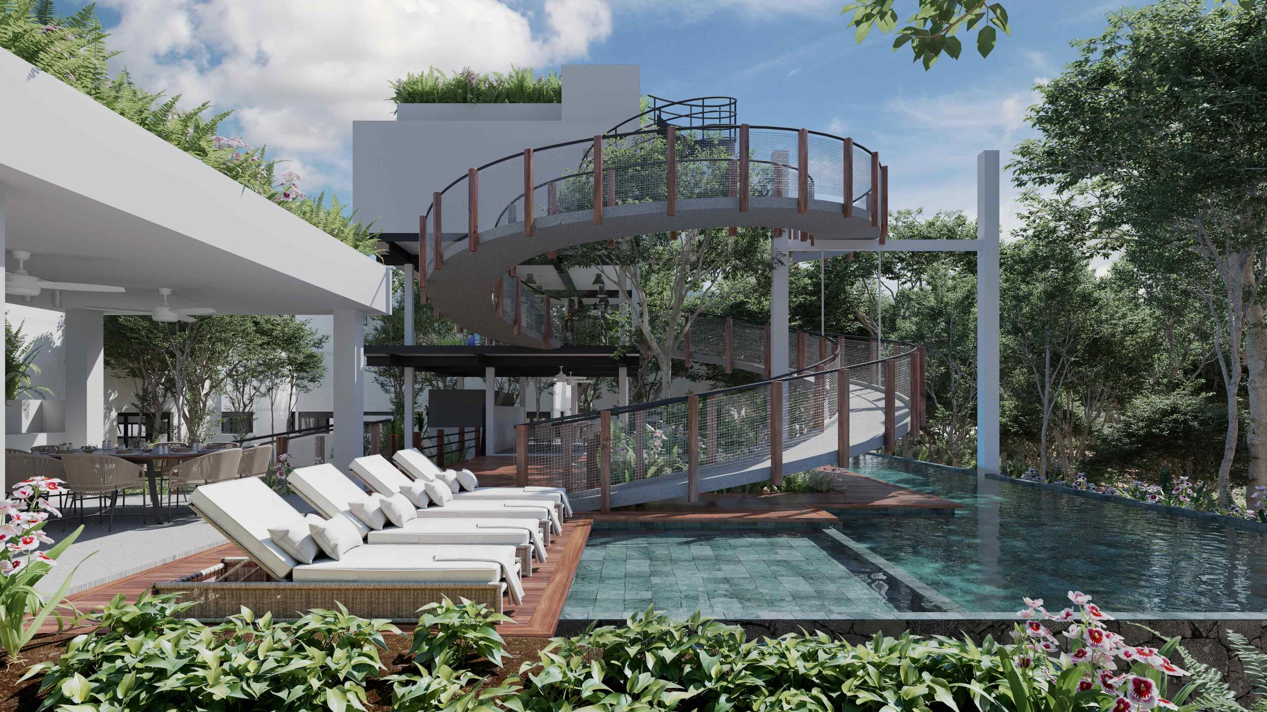casa club con piscina