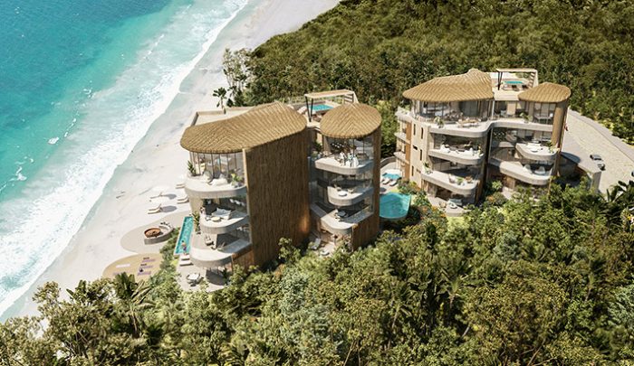 Vista aérea de villas Naomi en Playa del Carmen